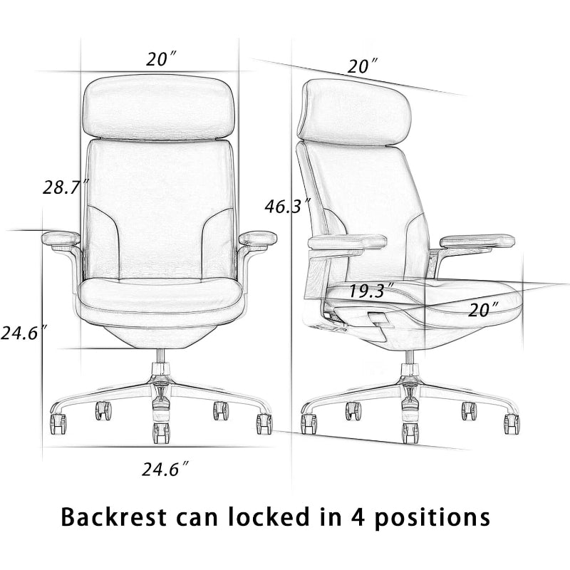 Genuine Leather High Back Executive Chair, Dark Brown