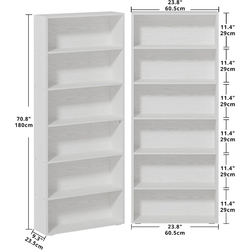 70" Tall 6-Tier Bookshelf