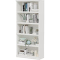 70" White 5-Tier Open Bookshelf