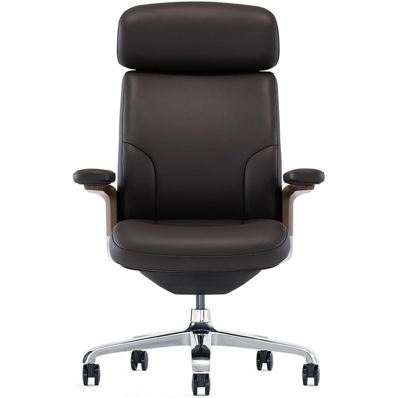 Genuine Leather High Back Executive Chair, Dark Brown