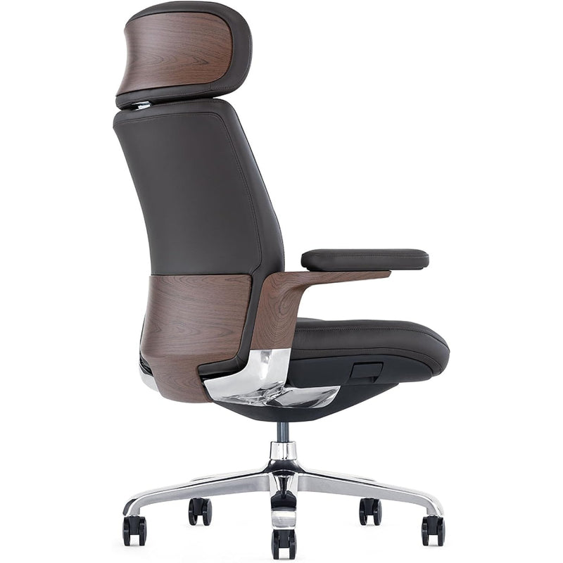 Genuine Leather High Back Executive Chair, Dark Brown