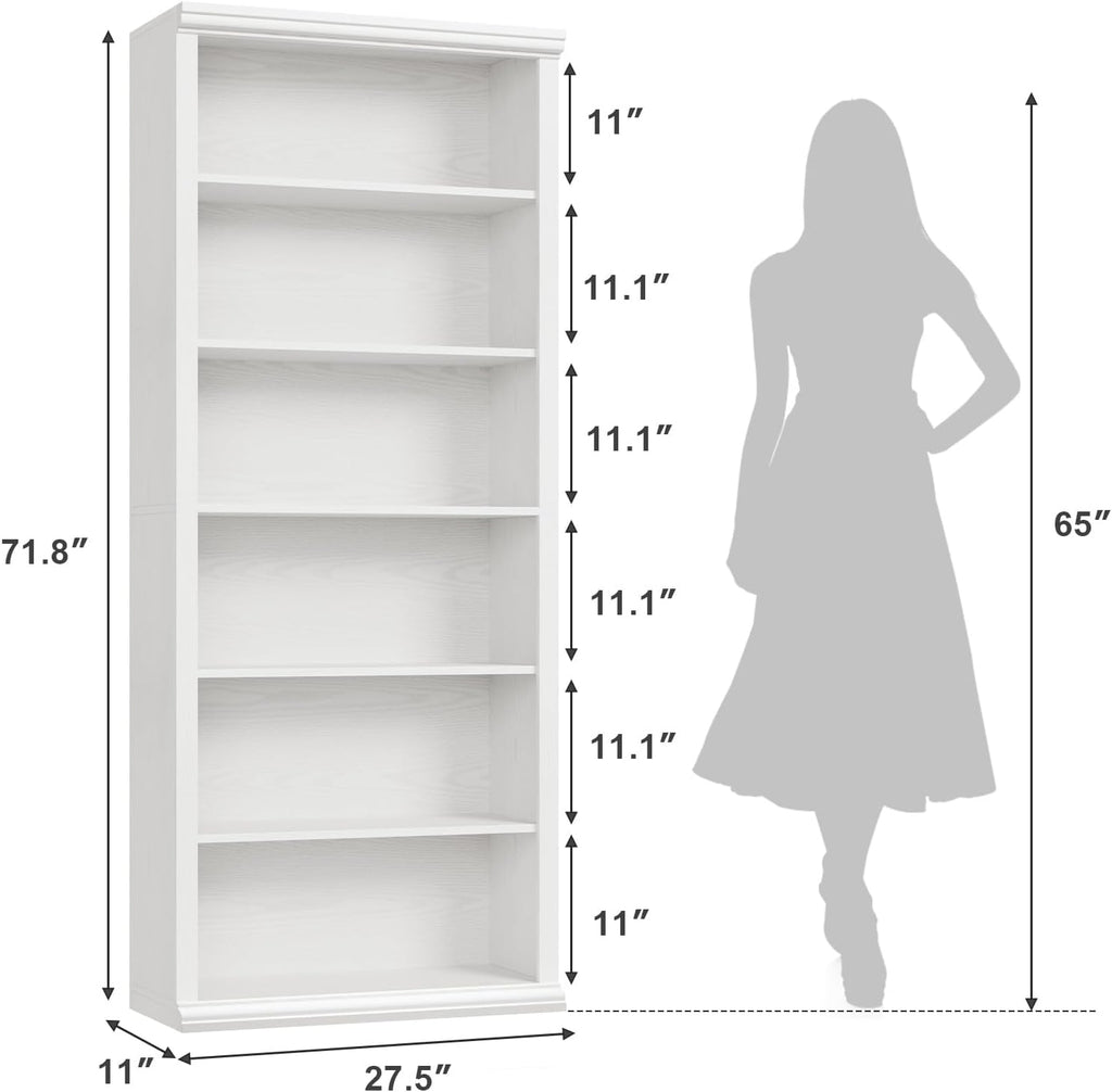 28" W White Tall Bookcase