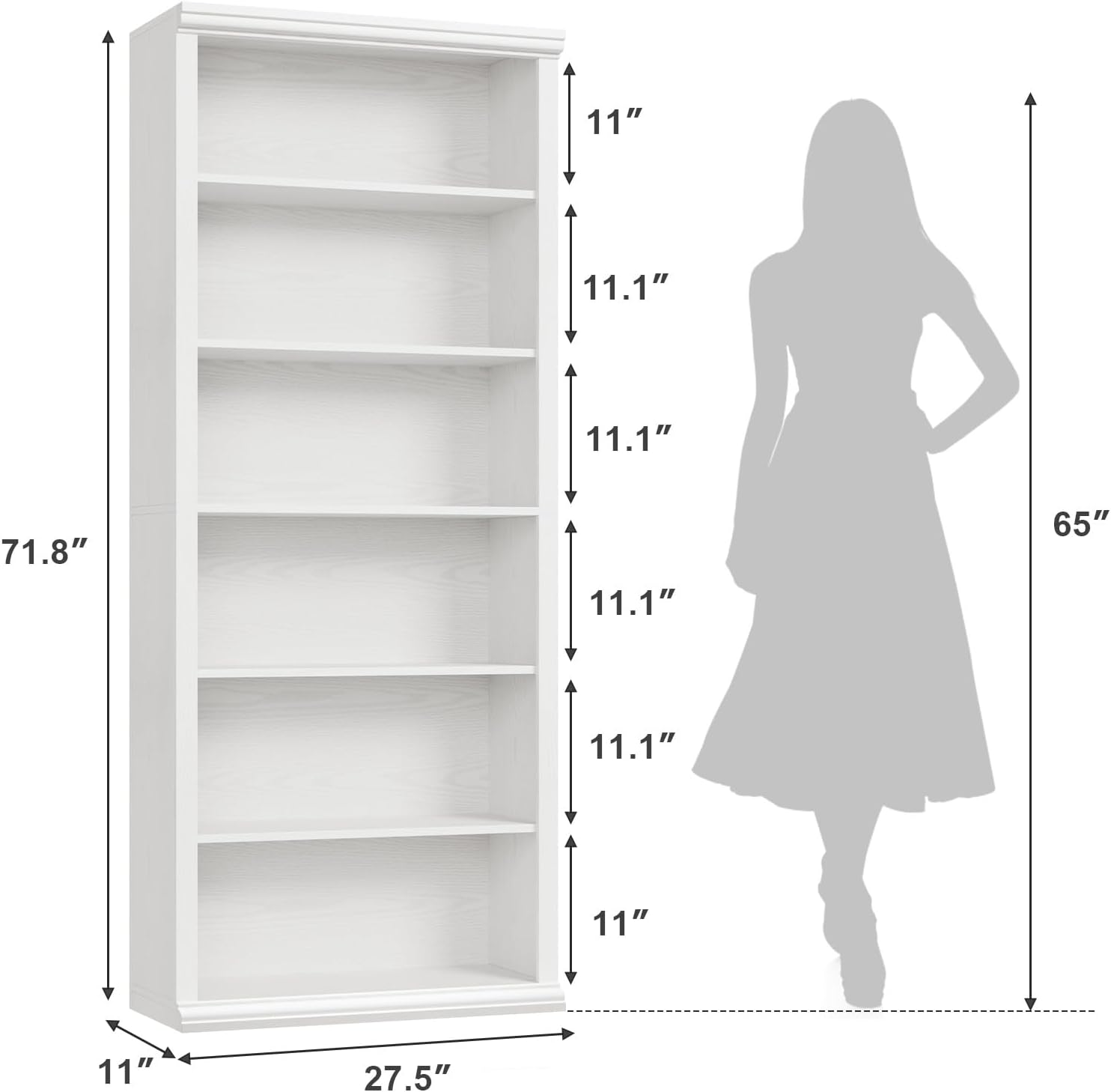 28" W White Tall Bookcase