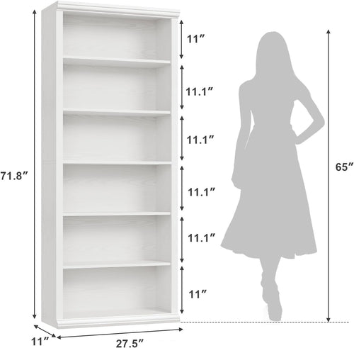 28" W White Tall Bookcase