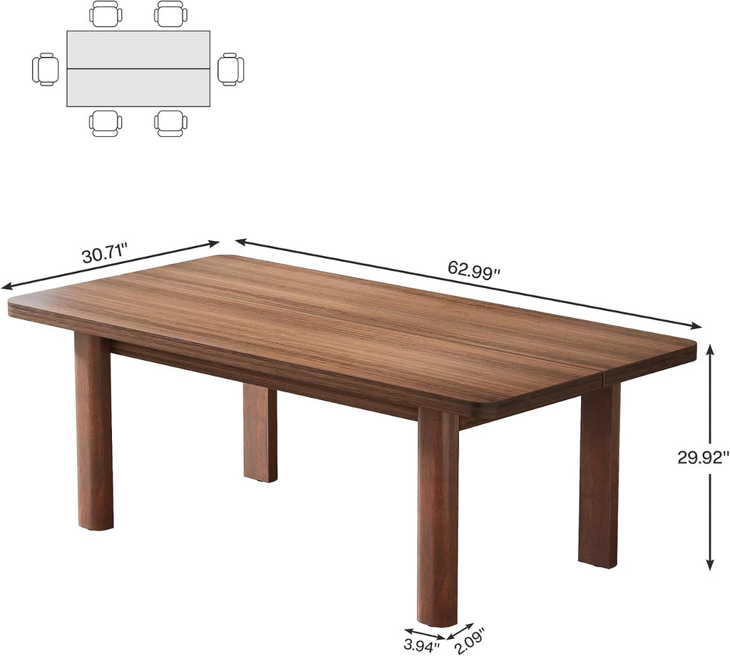 63" Farmhouse Dining Table for 4-6