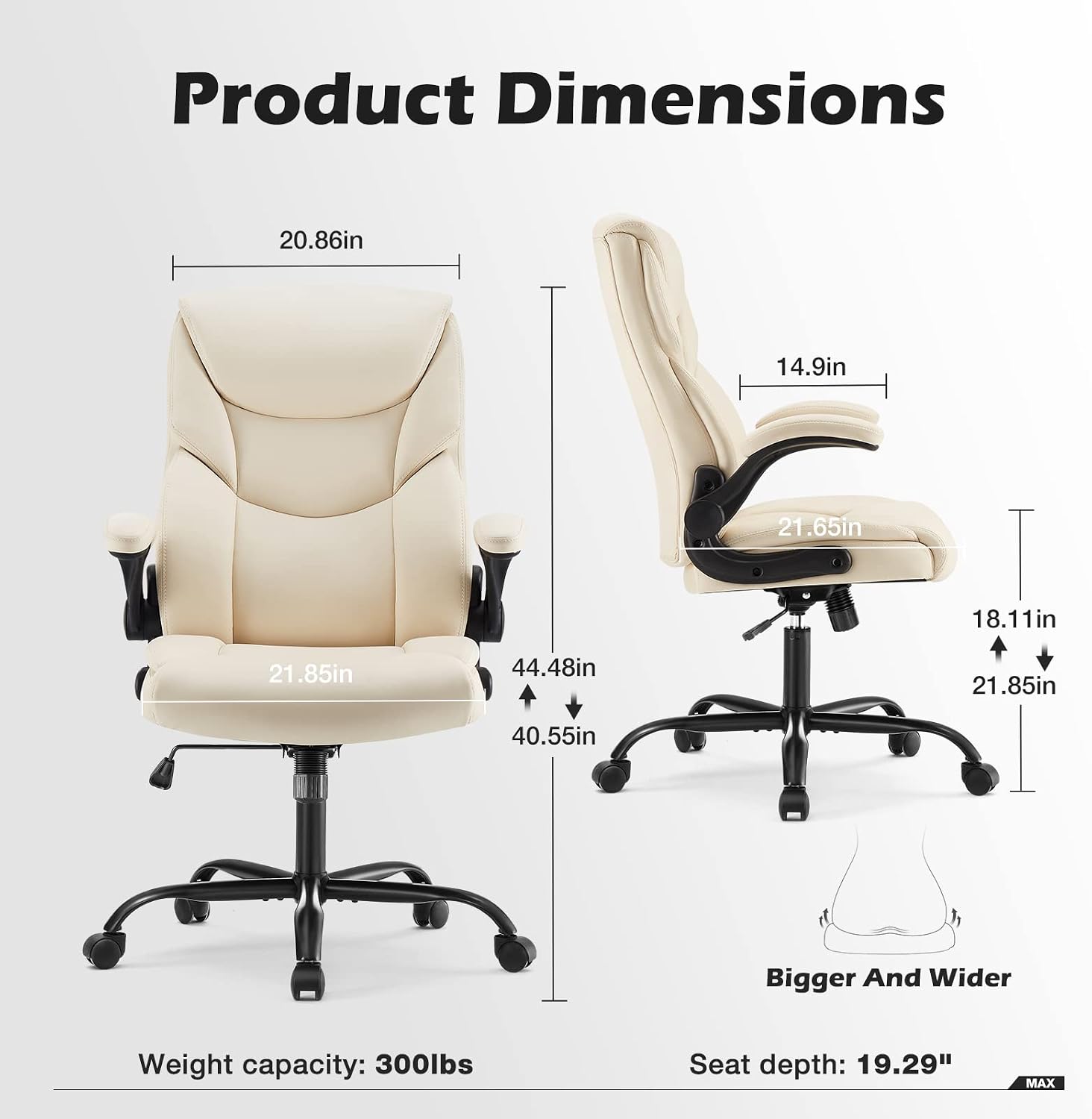 PU Leather Ergonomic Desk Chair with Flip-up Armrest