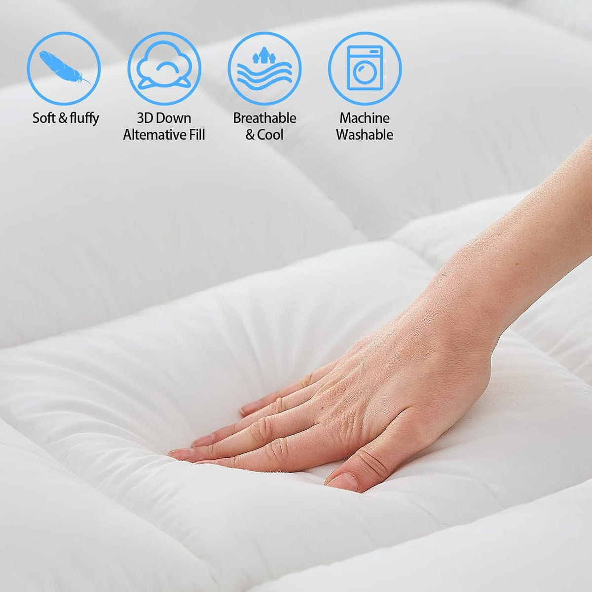 Queen Cooling Mattress Topper, 8-21" Deep Pocket