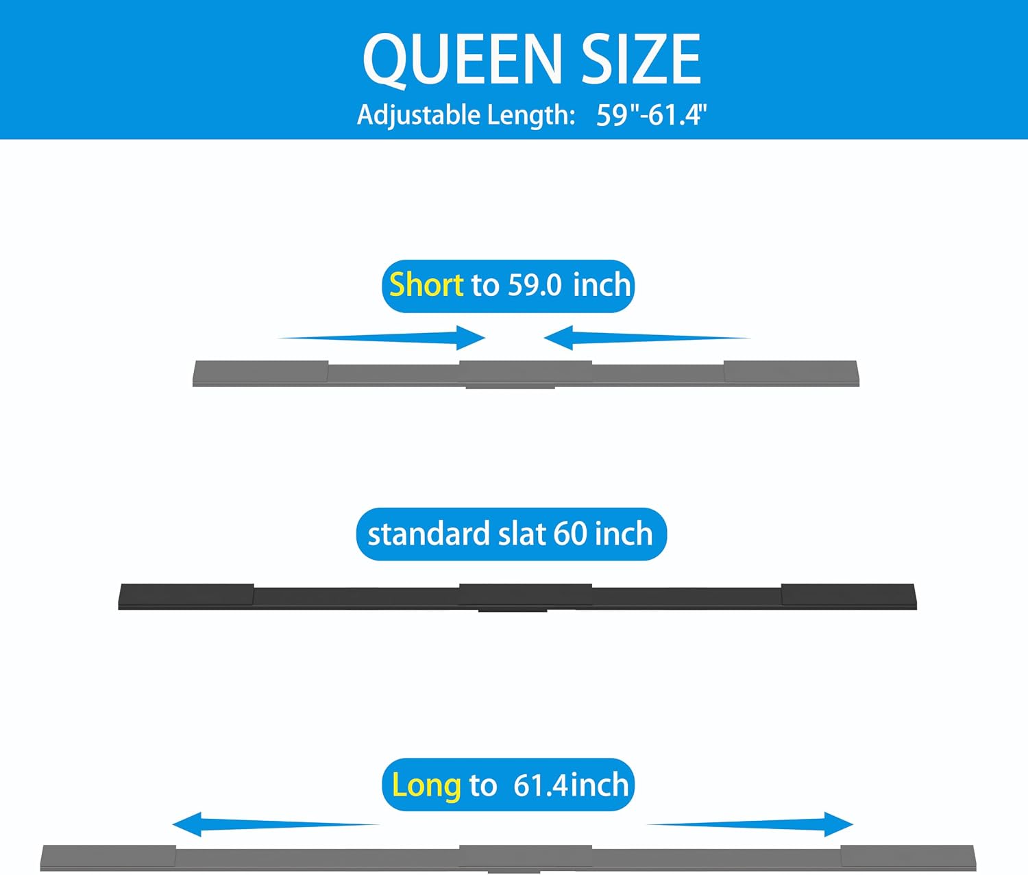 Queen Adjustable Universal Metal Bed Slats