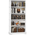 65.2" White Farmhouse 5-Tier Wooden Bookshelf