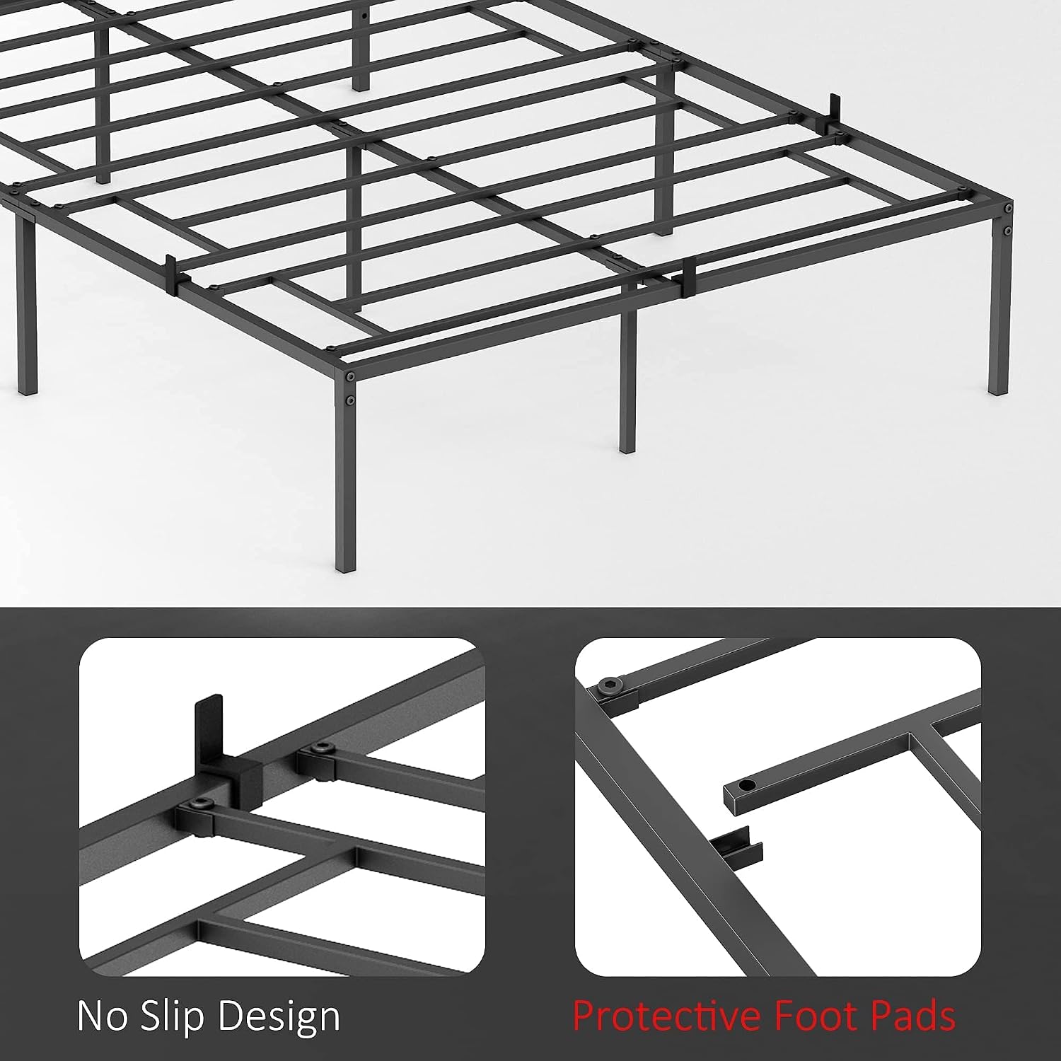 Black Heavy Duty Metal Platform Bed Frame