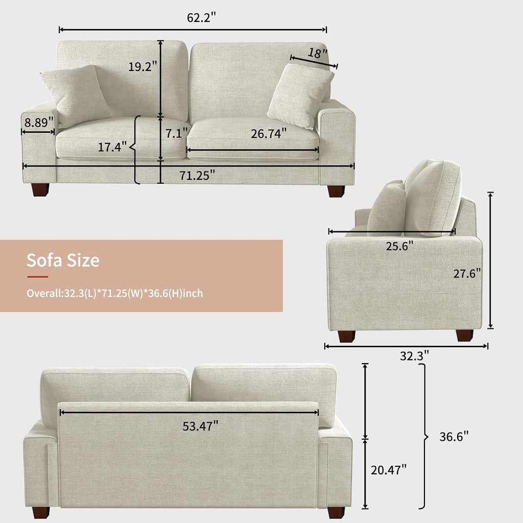 71.25" Beige Chenille Loveseat
