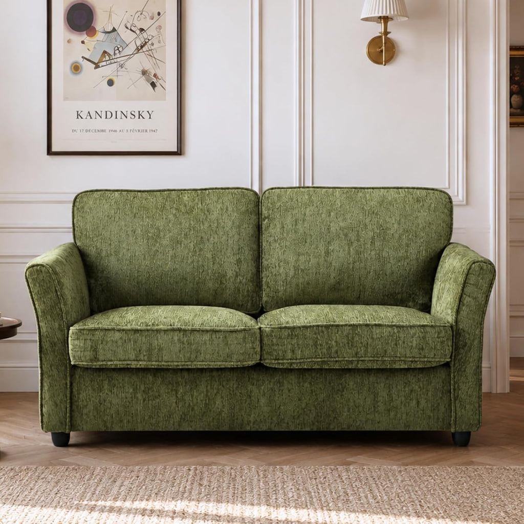 67" Green Chenille Loveseat