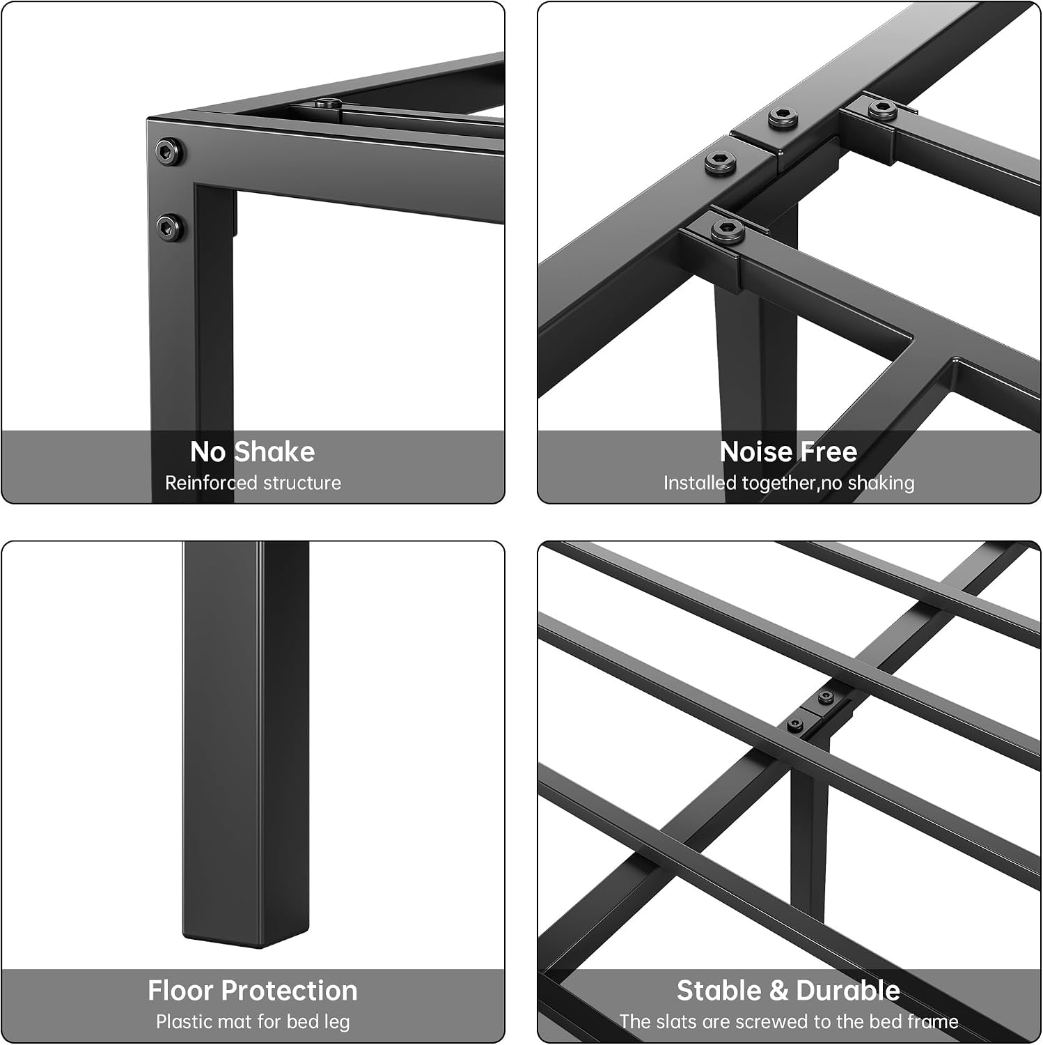 Black Heavy Duty Metal Platform Bed Frame