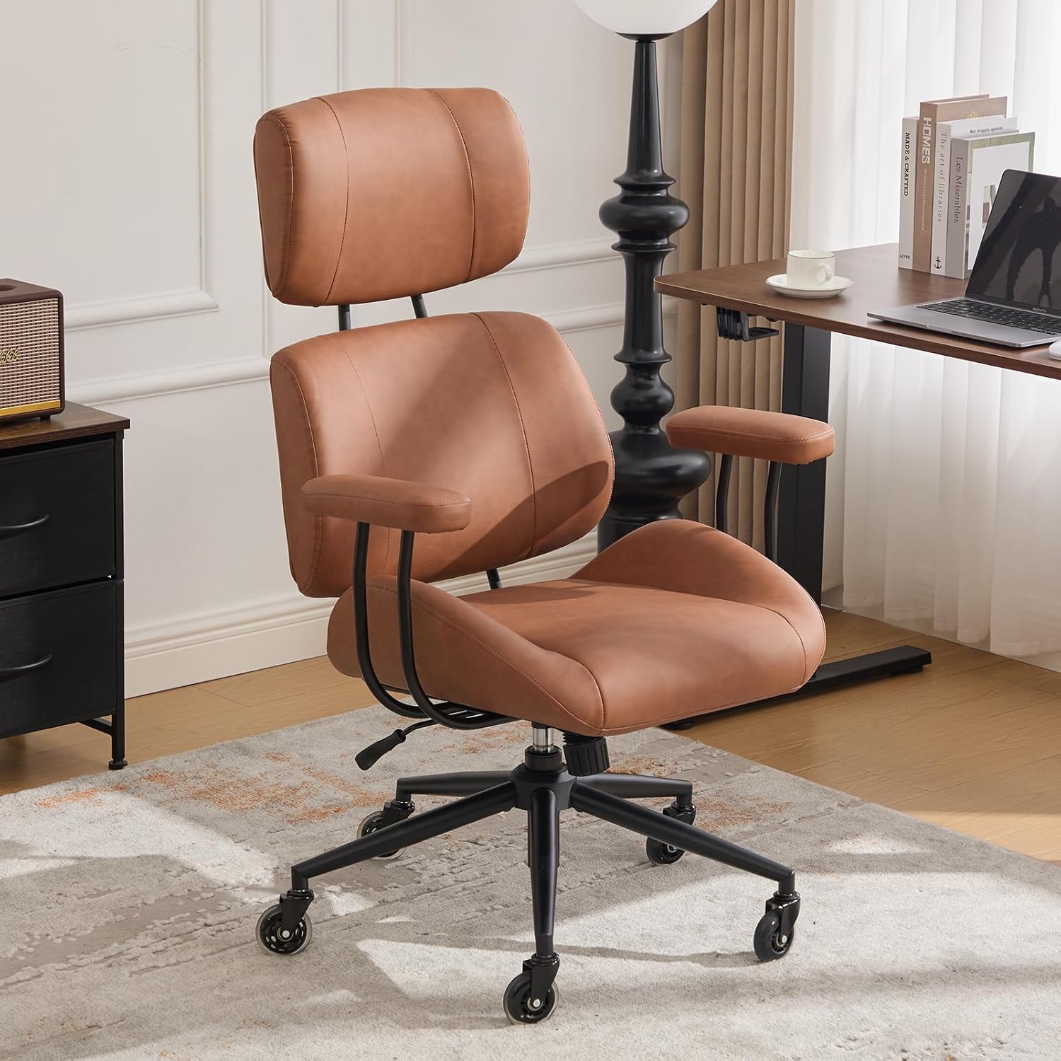 Brown Ergonomic Leather Office Chair