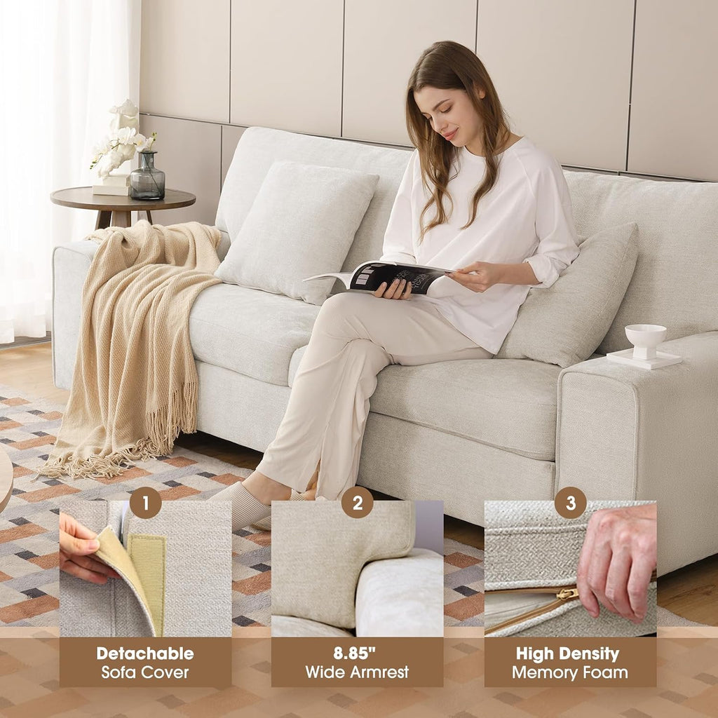 71.25" Beige Chenille Loveseat