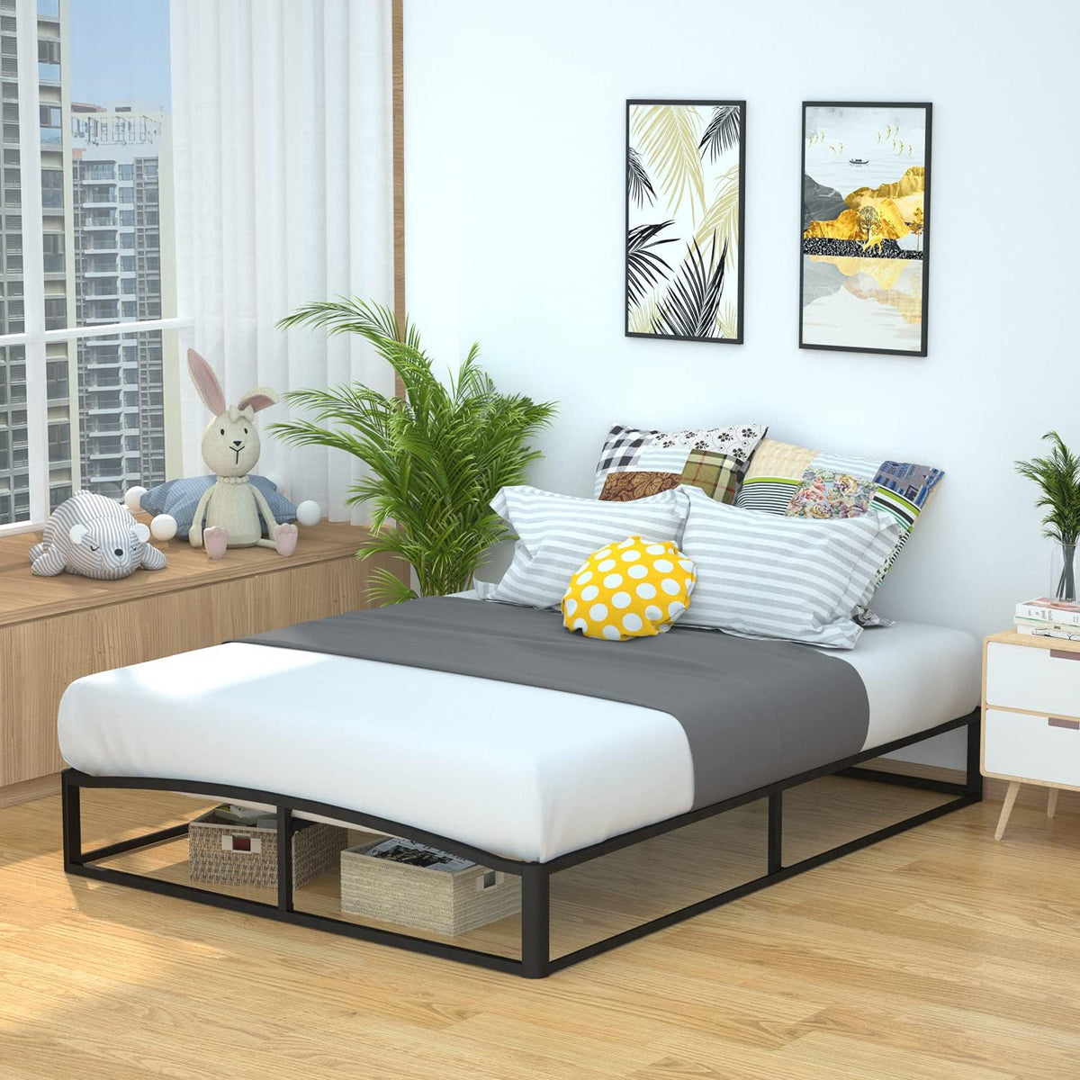 10" Full Black Metal Platform Bed Frame