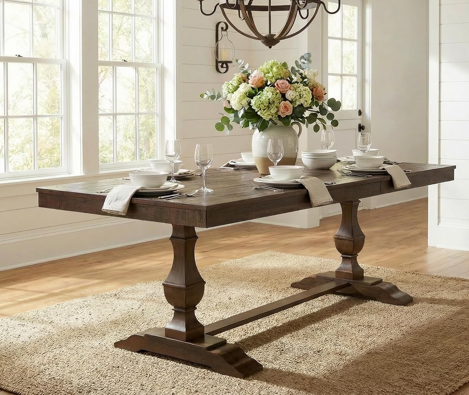 74.8" Vintage Farmhouse Dining Table for 6-8