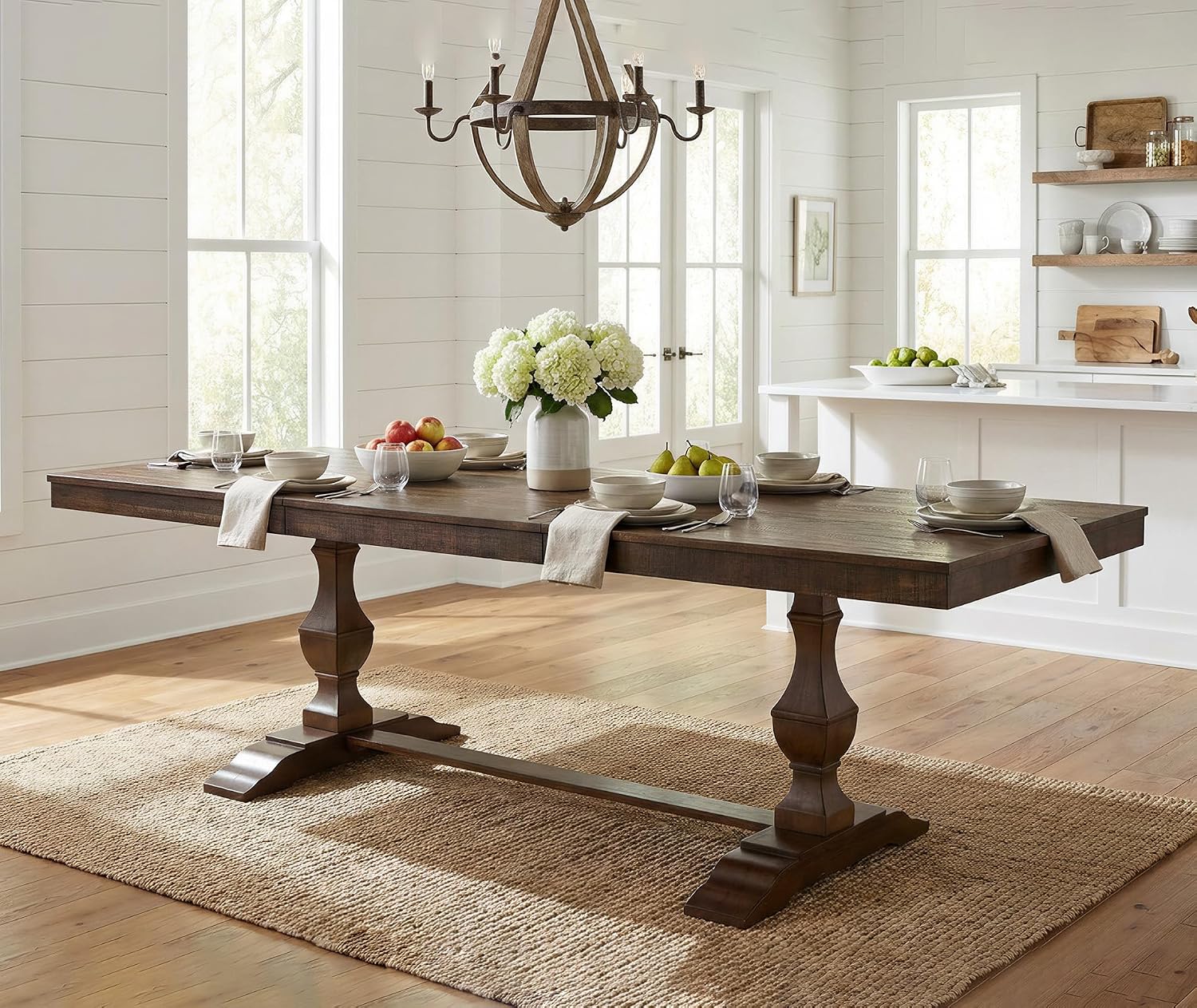 74.8" Vintage Farmhouse Dining Table for 6-8