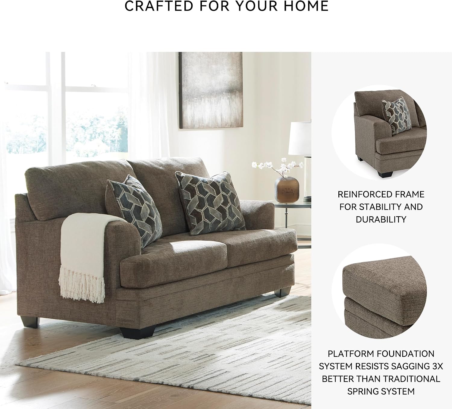 Brown Chenille Loveseat