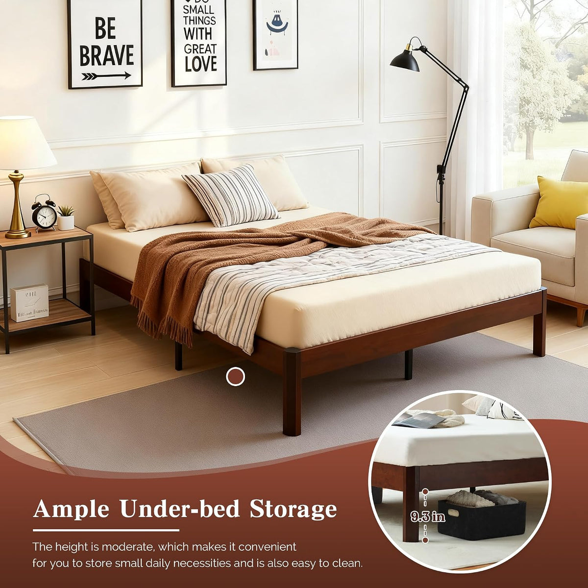 14" Full Platform Bed Frame with Metal Support