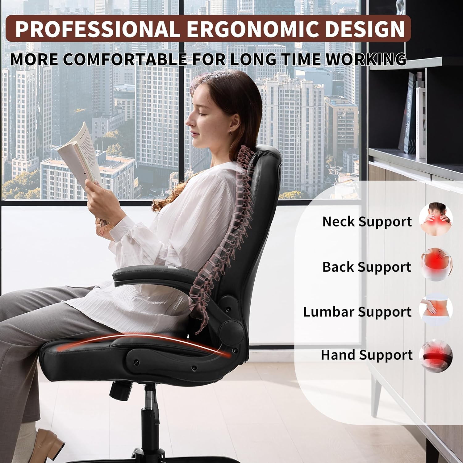 Black Leather Office Chair for Short People
