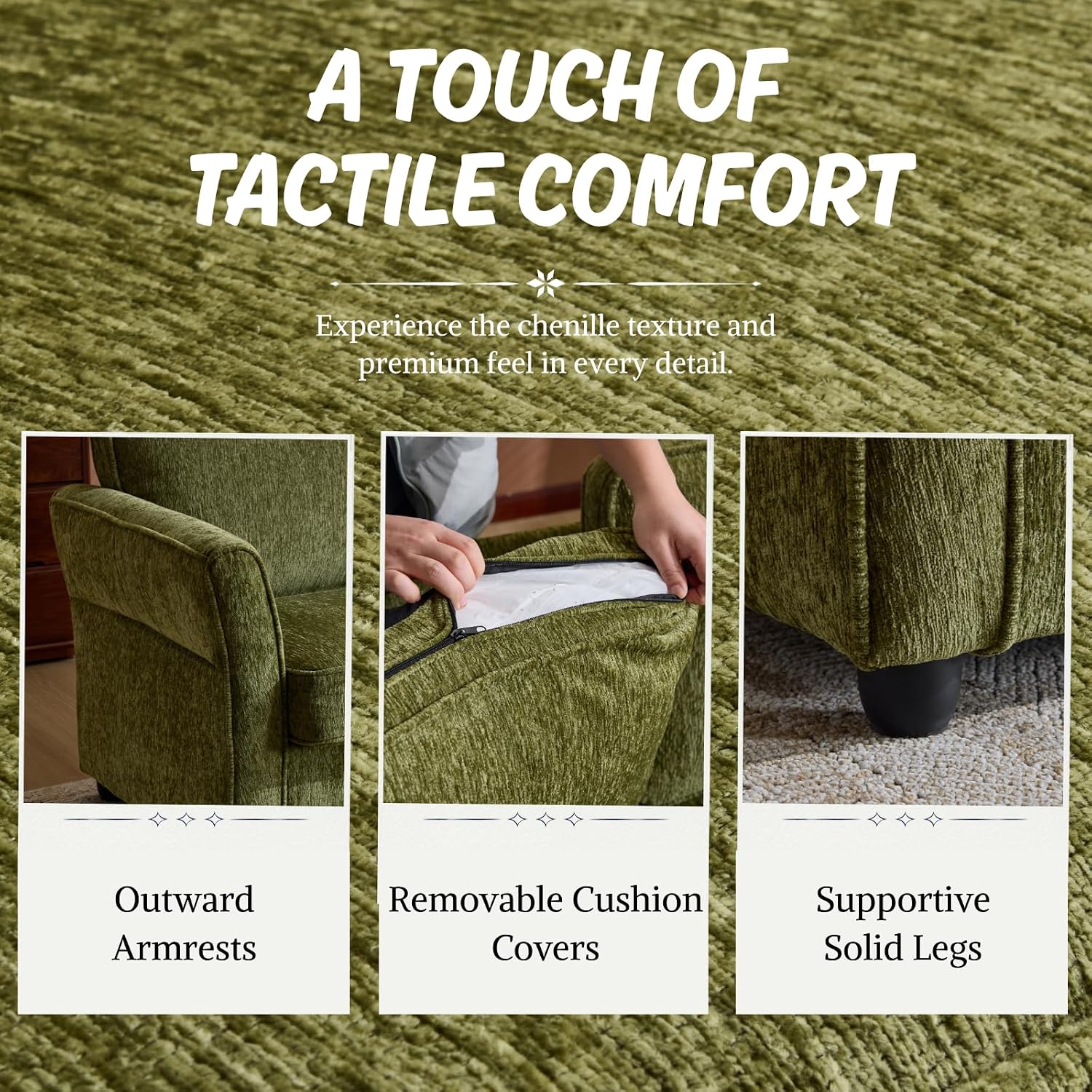 67" Green Chenille Loveseat