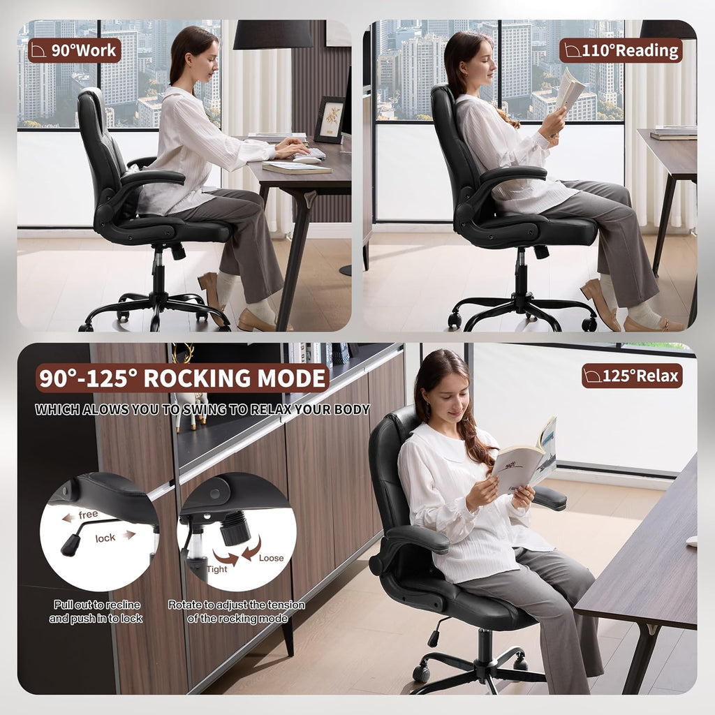Black Leather Office Chair for Short People