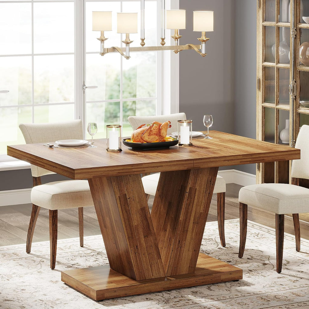 47" Walnut Farmhouse Dining Table for 4