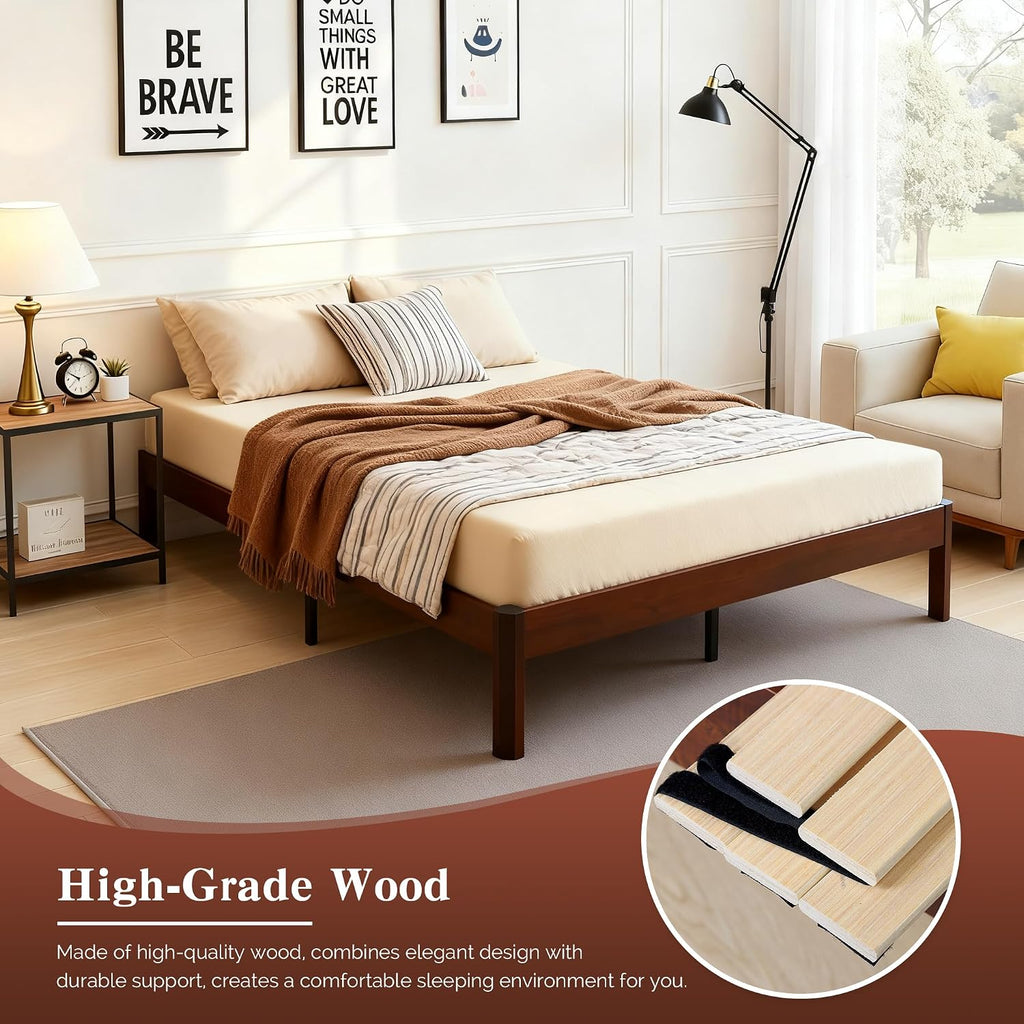 14" Full Platform Bed Frame with Metal Support