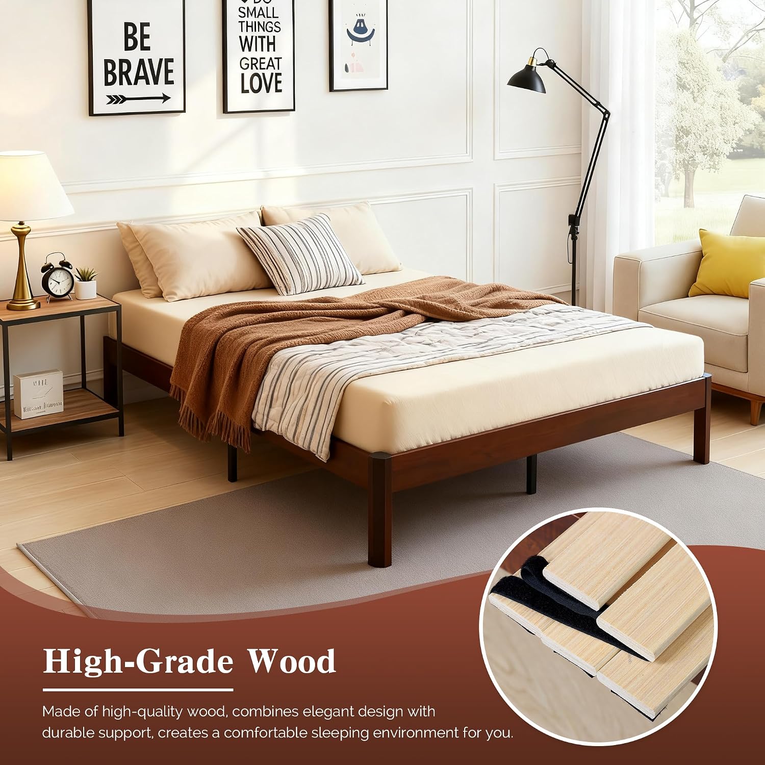 14" Full Platform Bed Frame with Metal Support
