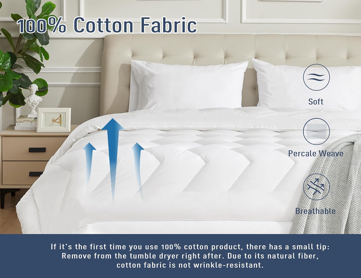 Standard Queen Cotton Pillow Cases 2 Pack