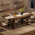 70.87" Rustic Brown Farmhouse Dining Table for 6-8