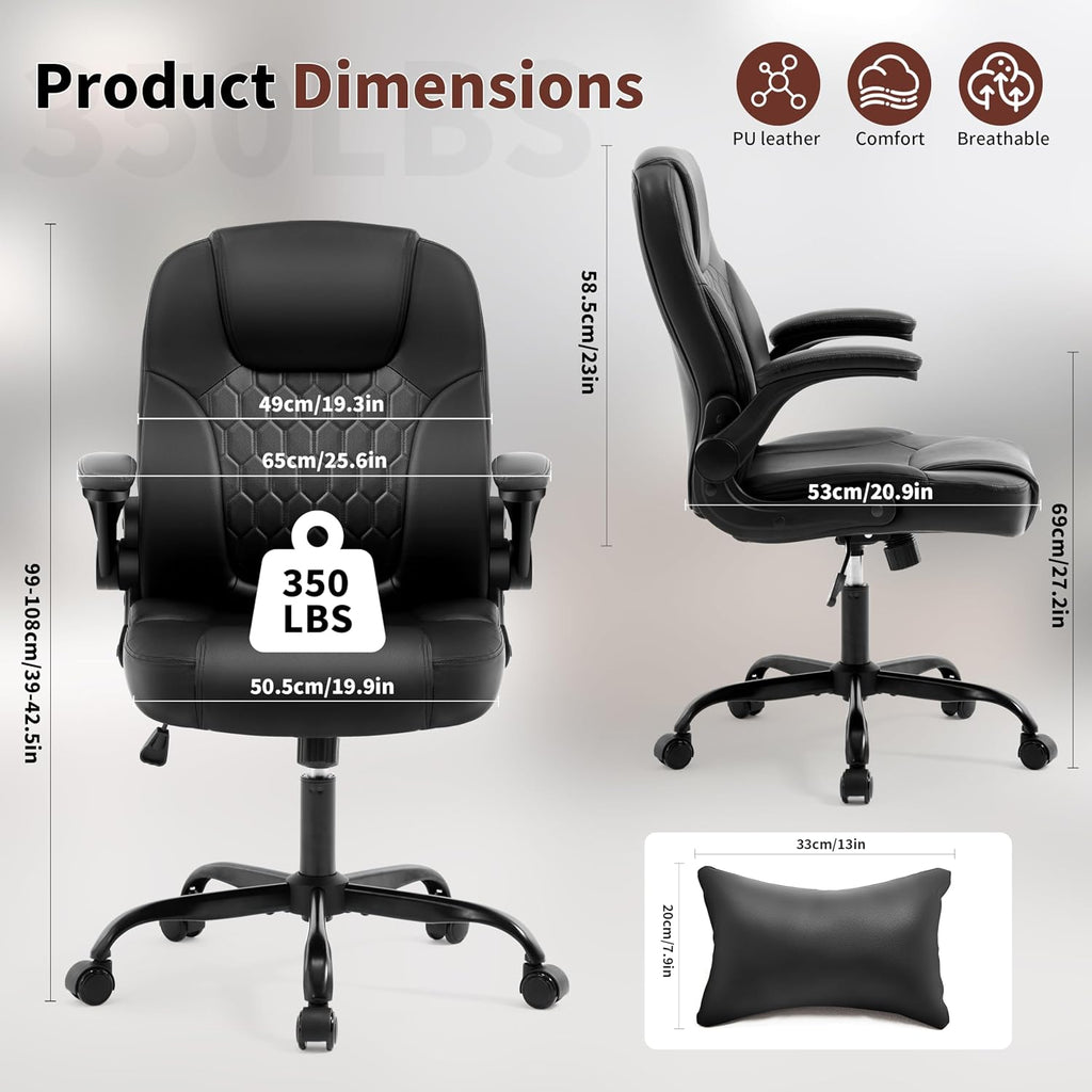 Black Leather Office Chair for Short People