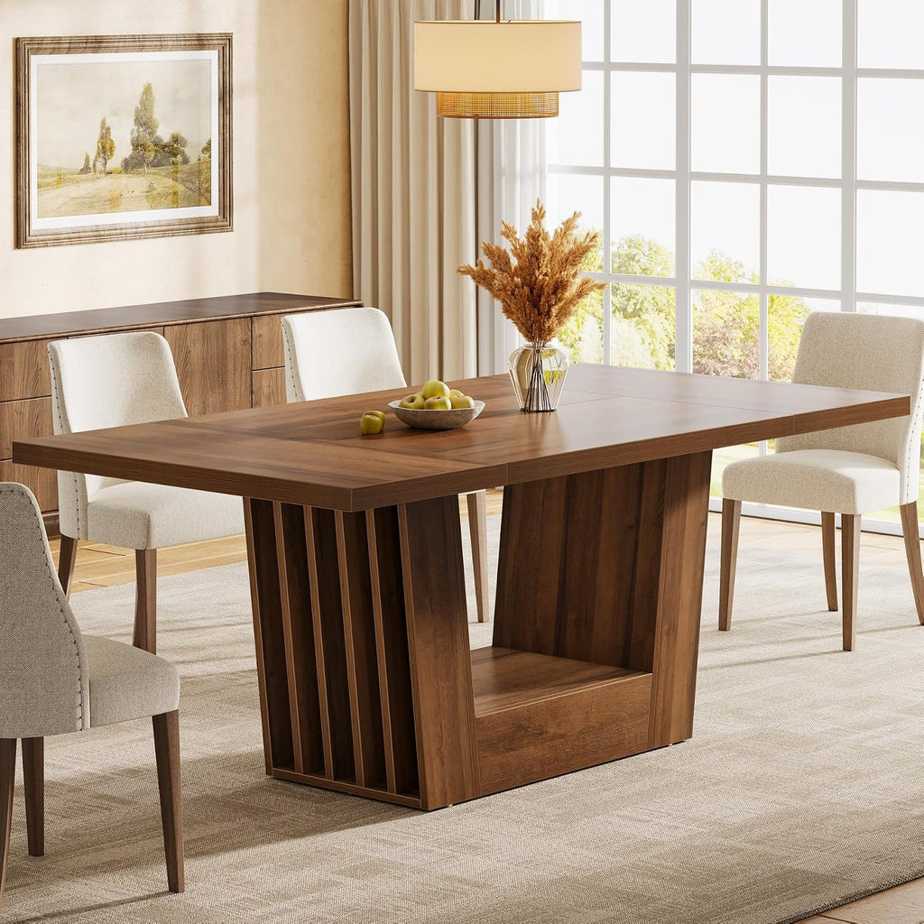 63" Brown Farmhouse Dining Table for 4-6