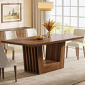63" Brown Farmhouse Dining Table for 4-6