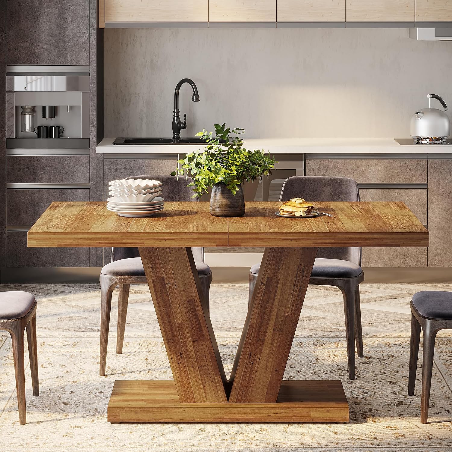47" Walnut Farmhouse Dining Table for 4