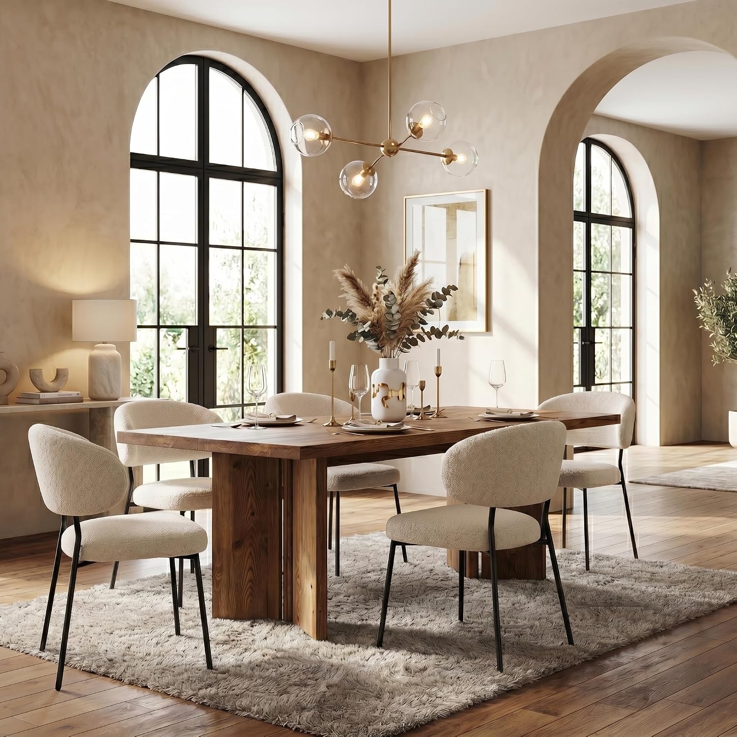 63" Farmhouse Solid Wood Dining Table for 4-6
