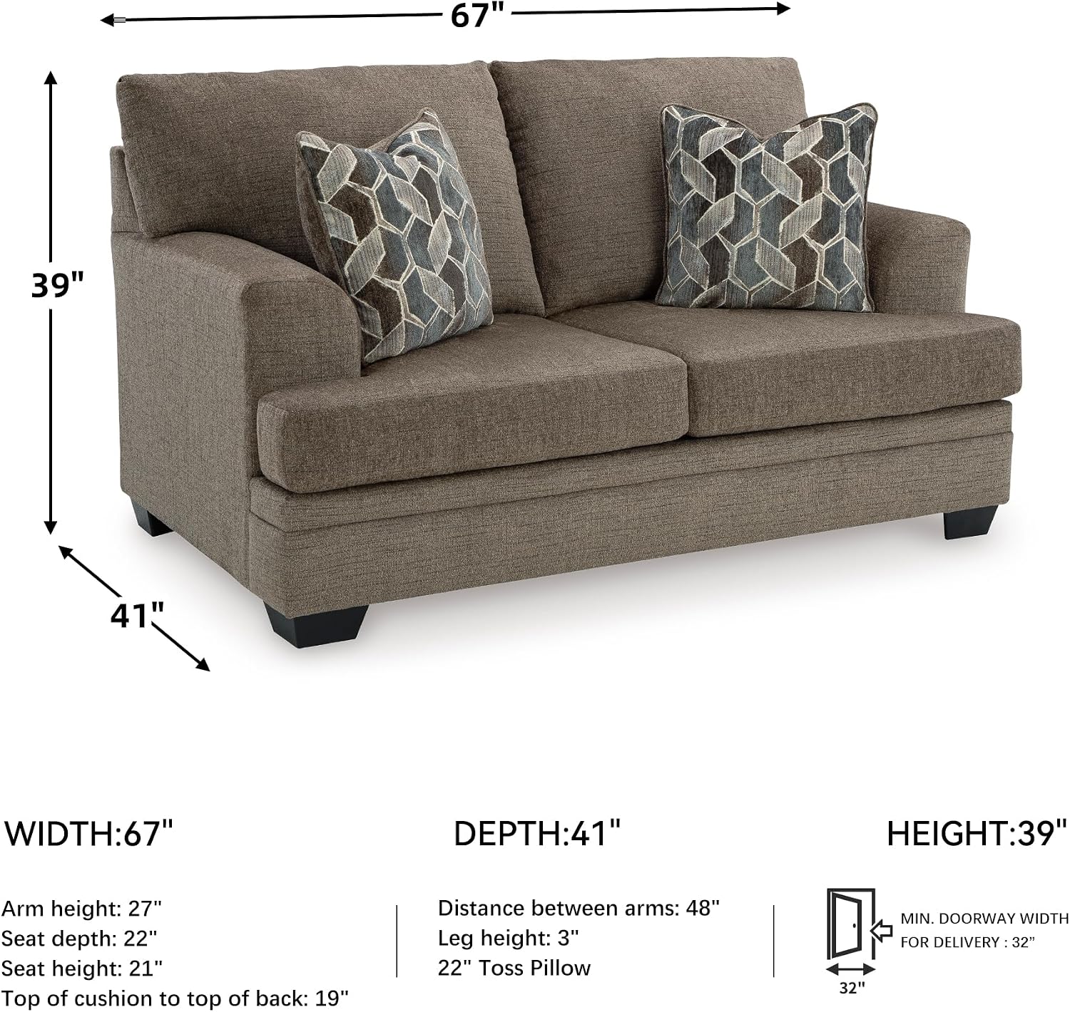 Brown Chenille Loveseat