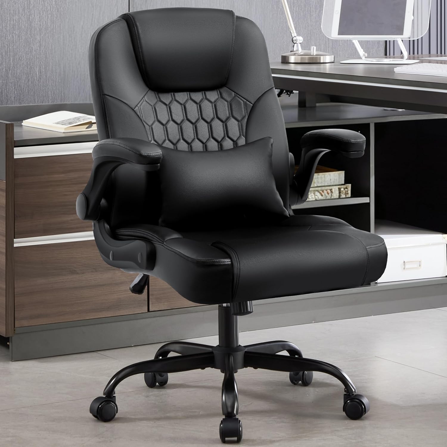 Black Leather Office Chair for Short People