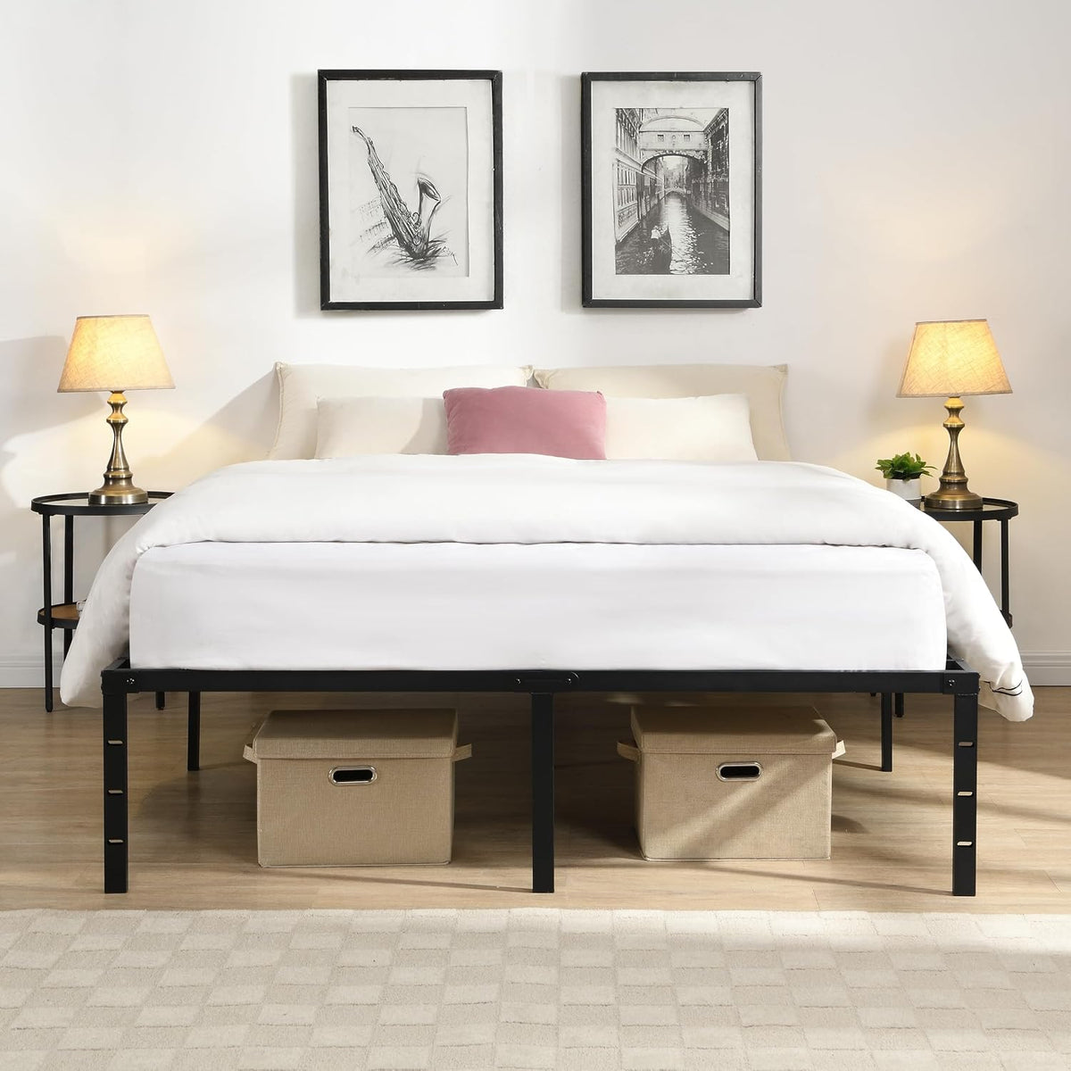 Queen Heavy Duty Metal Bed Frame with Storage