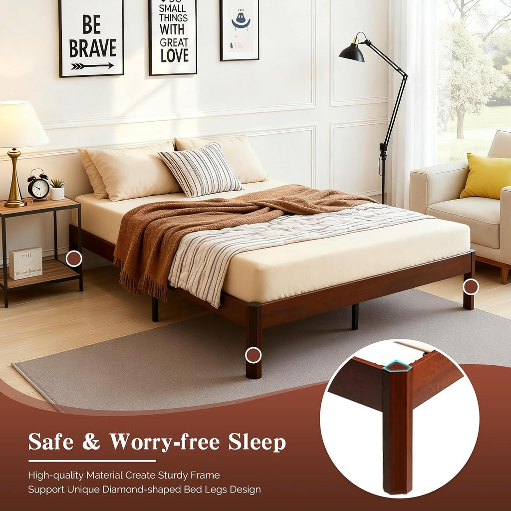 14" Full Platform Bed Frame with Metal Support
