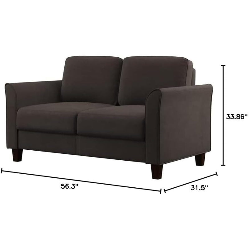 57.9" Coffee Microfiber Loveseat