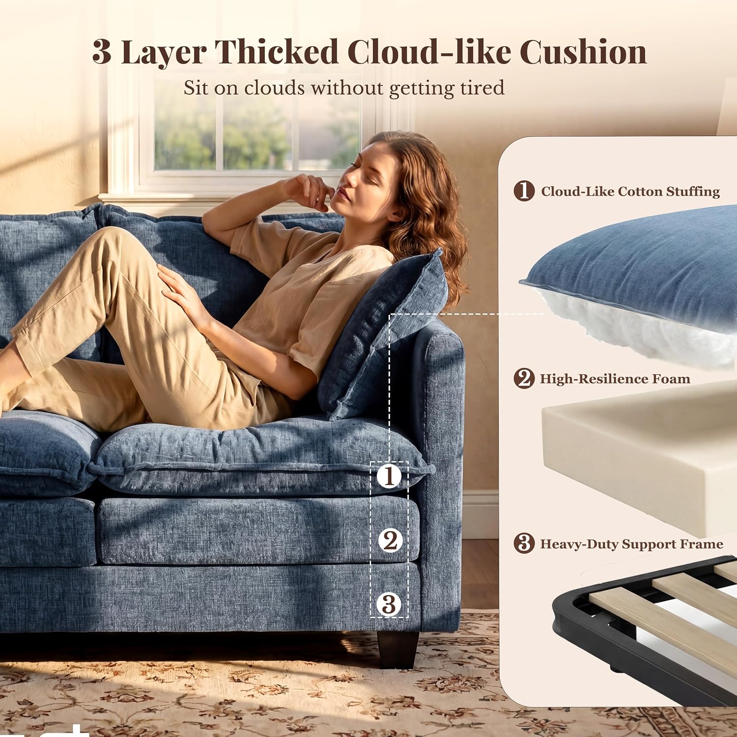 Cloud Loveseat with 3-Layer Cushion