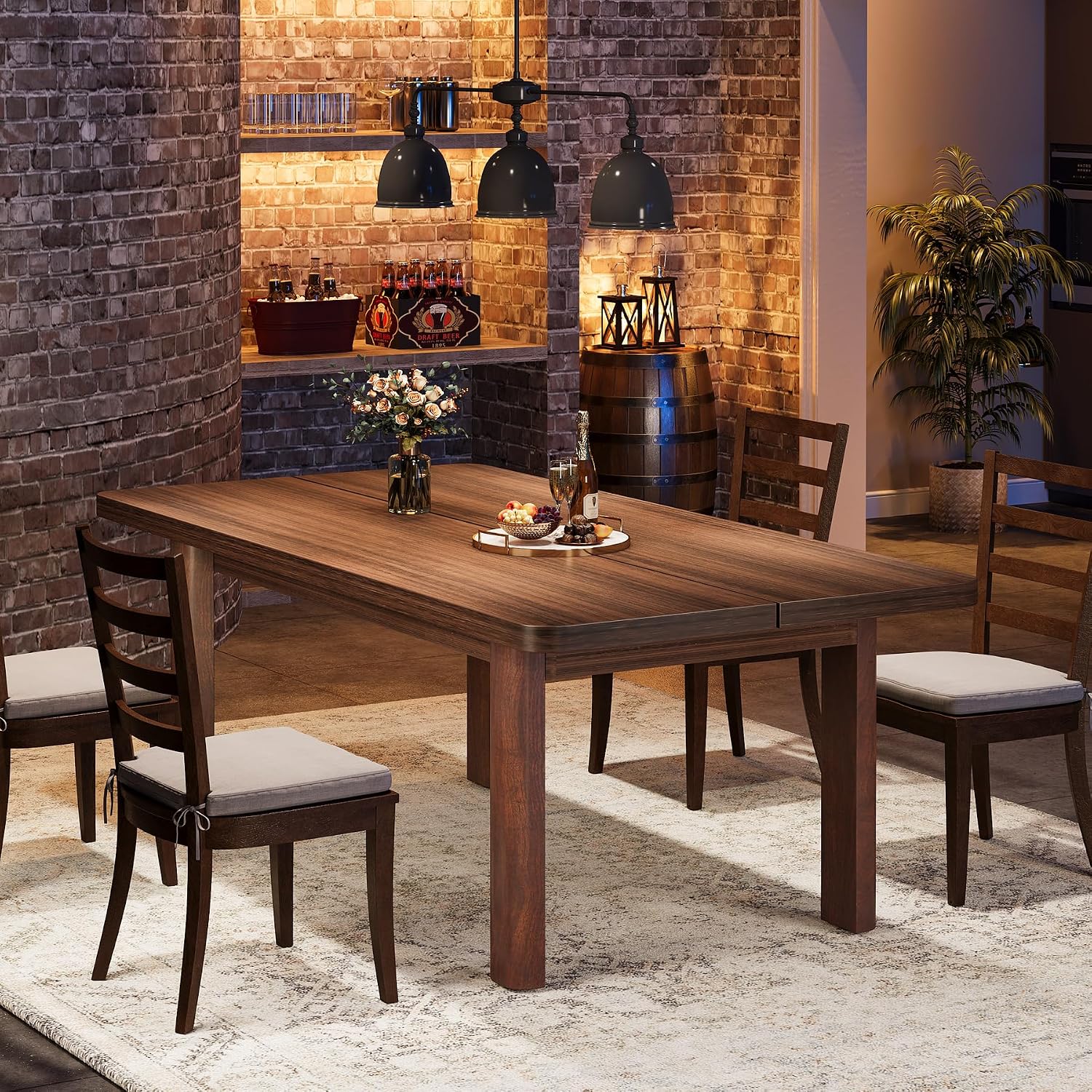 63" Farmhouse Dining Table for 4-6