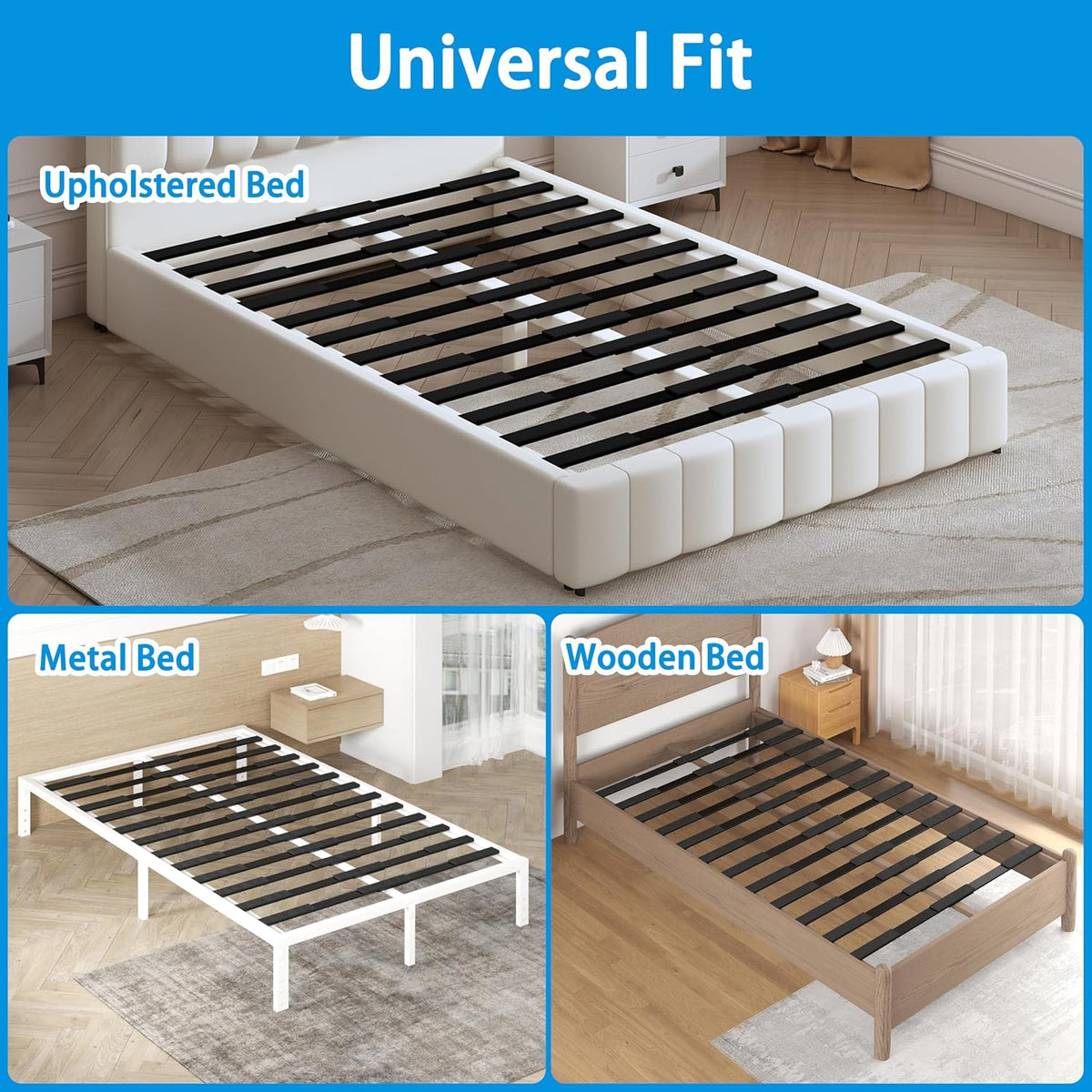 Queen Adjustable Universal Metal Bed Slats