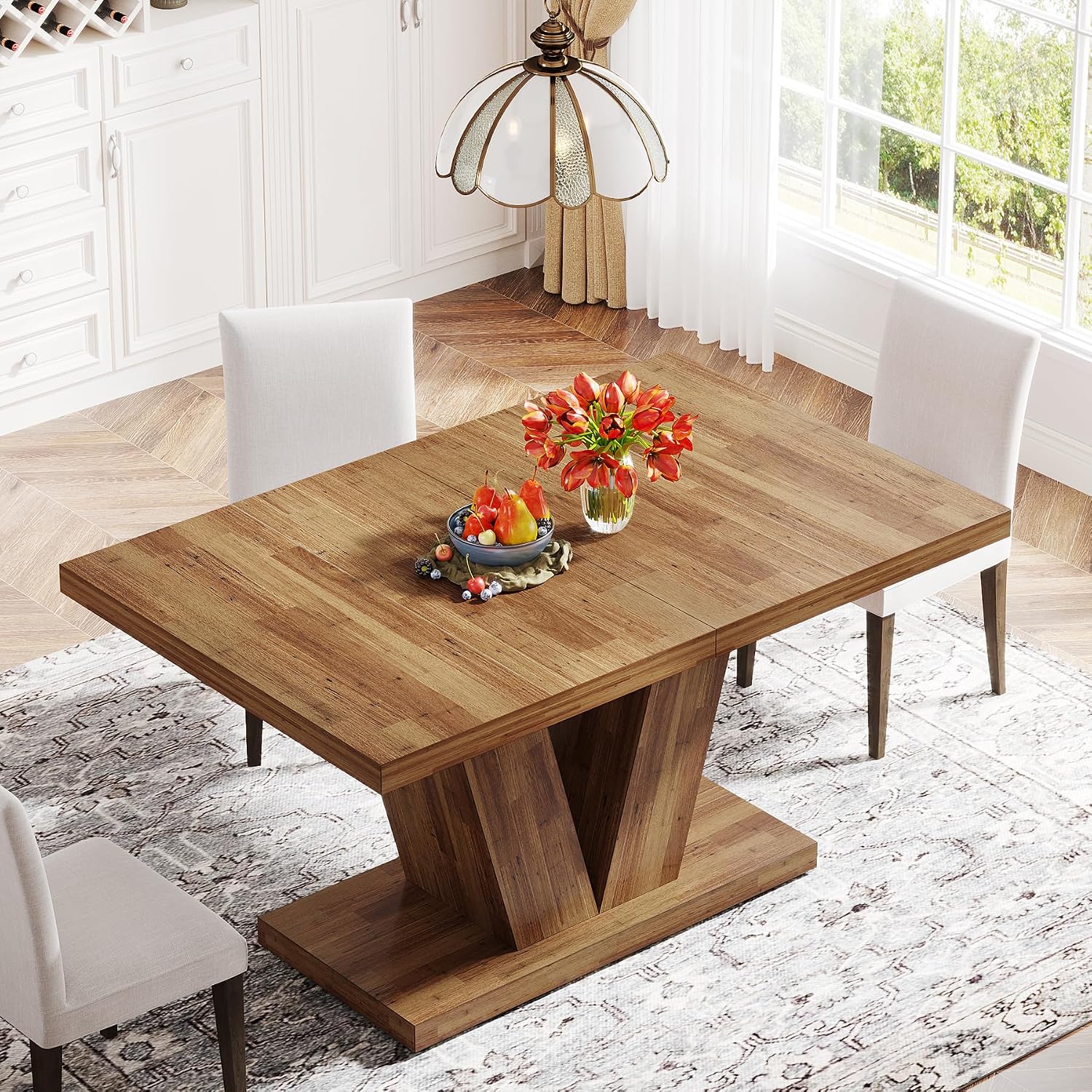 47" Walnut Farmhouse Dining Table for 4