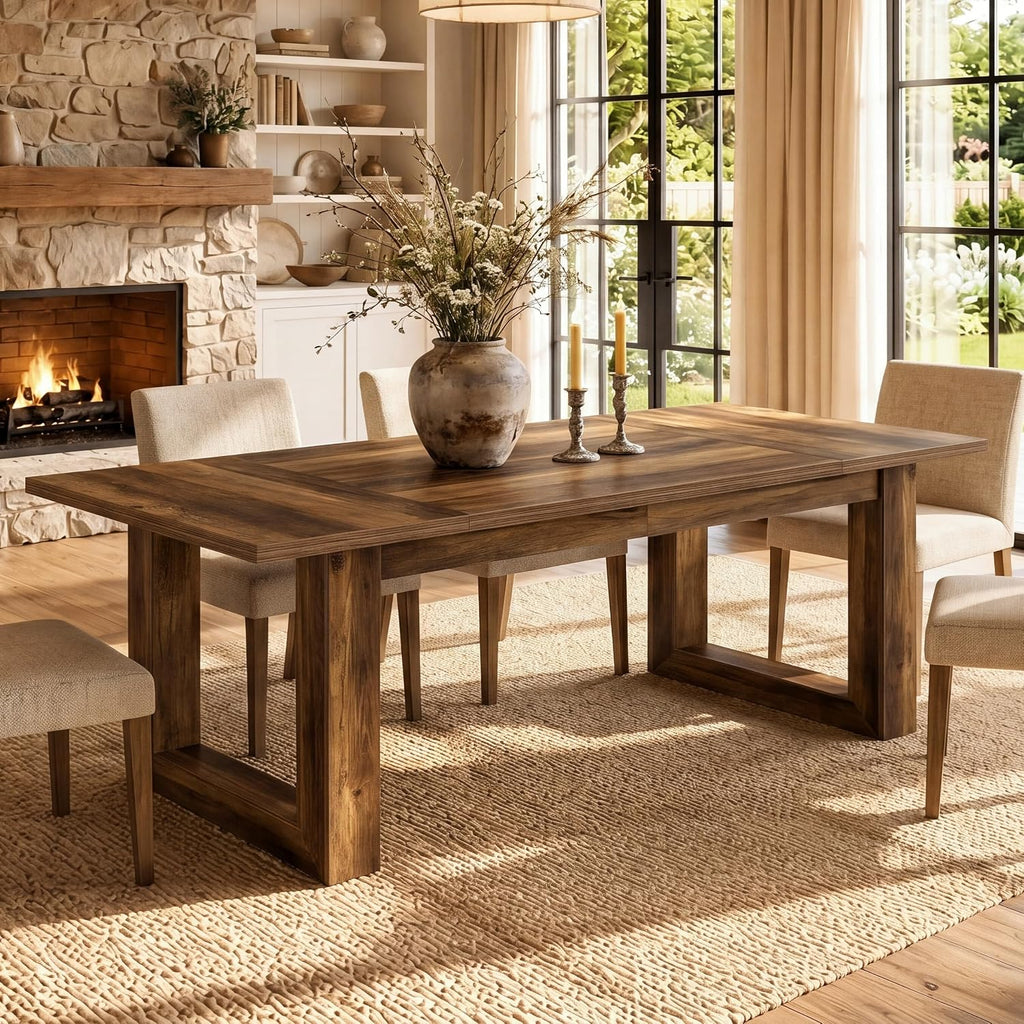 63" Rustic Brown Farmhouse Dining Table for 6