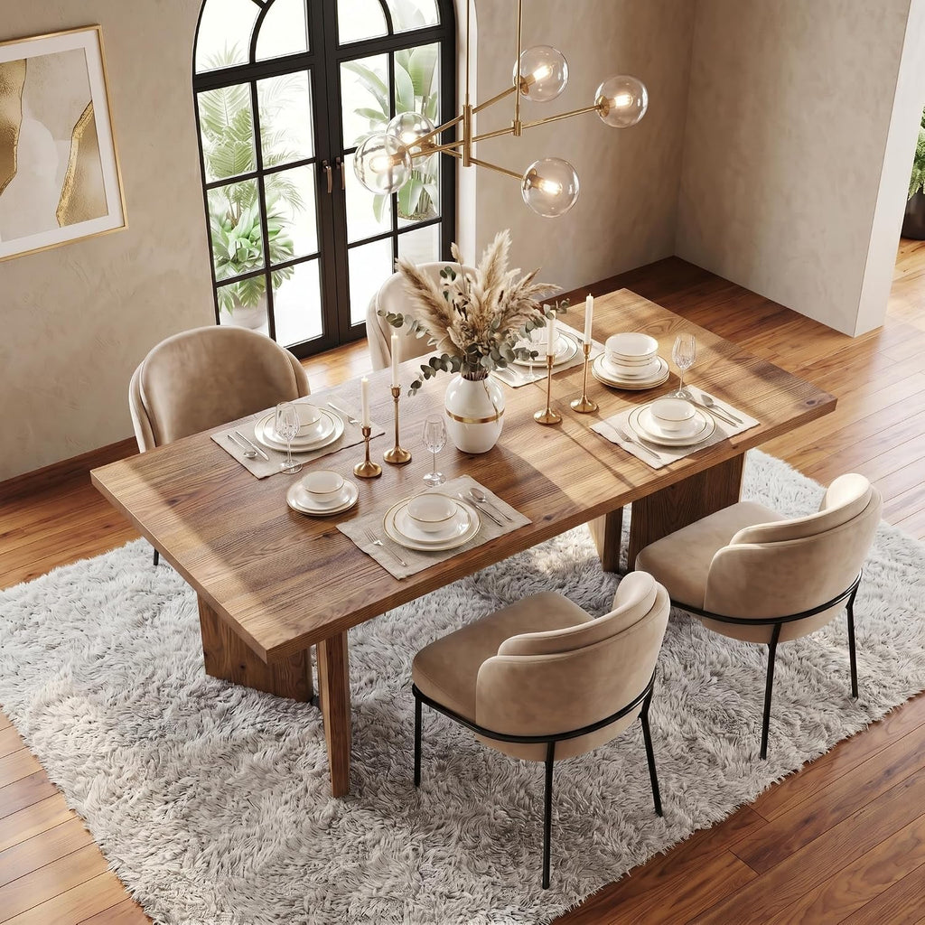 63" Farmhouse Solid Wood Dining Table for 4-6