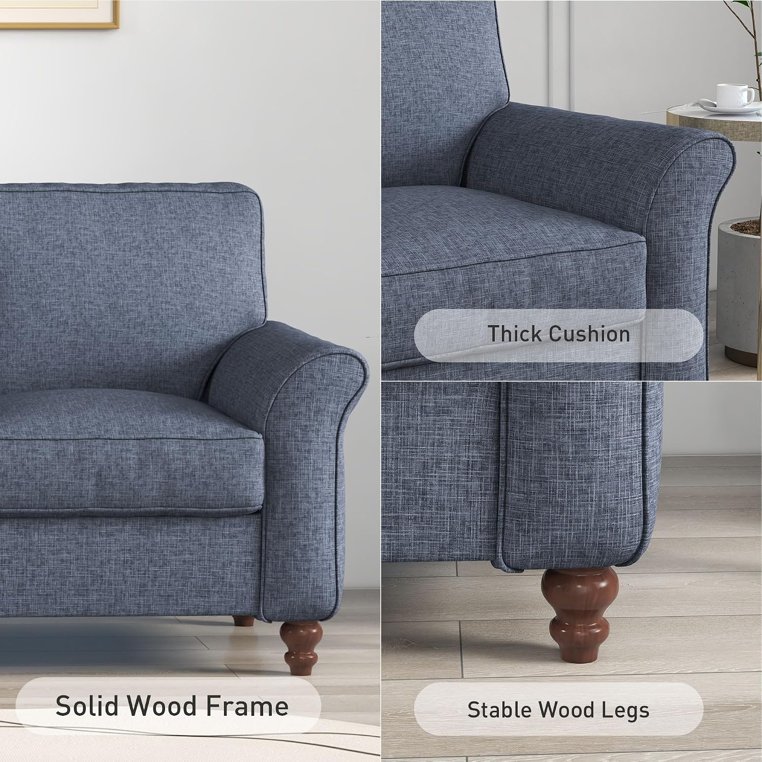57" Blue 2-Seater Loveseat