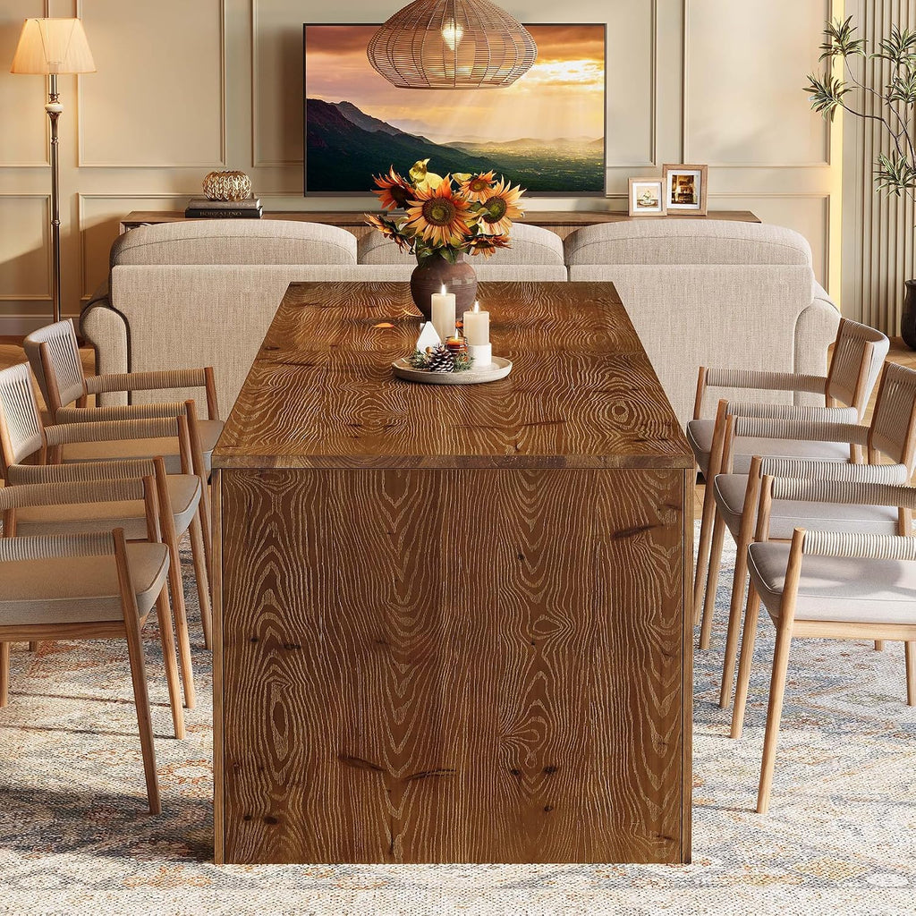 79" Farmhouse Solid Wood Dining Table for 6-10